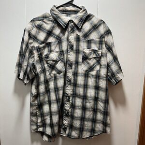 Wrangler Wrancher Shirt Men's Size XL Western Pearl Snap Short Sleeve‎